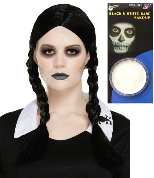 Scary Daughter Plaited Wig Face Paint Base Make Up Halloween Horror Fancy Dress - Labreeze