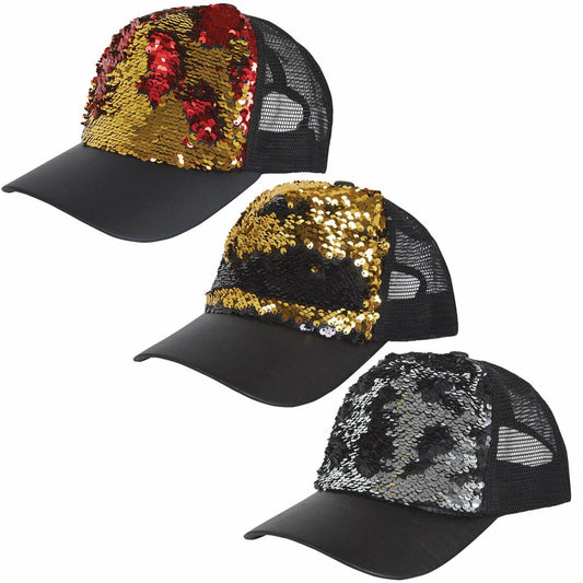 Sequin Reversible Cap Disco Style Rapper 90’s Pop Fancy Dress Party Accessory - Labreeze