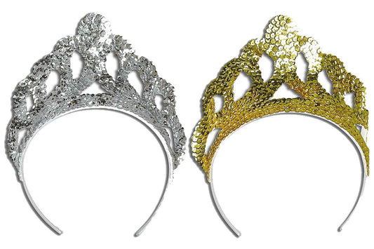 Sequin Tiara Plastic Princess Queen Crown Fairy Tale Fancy Dress Accessory - Labreeze