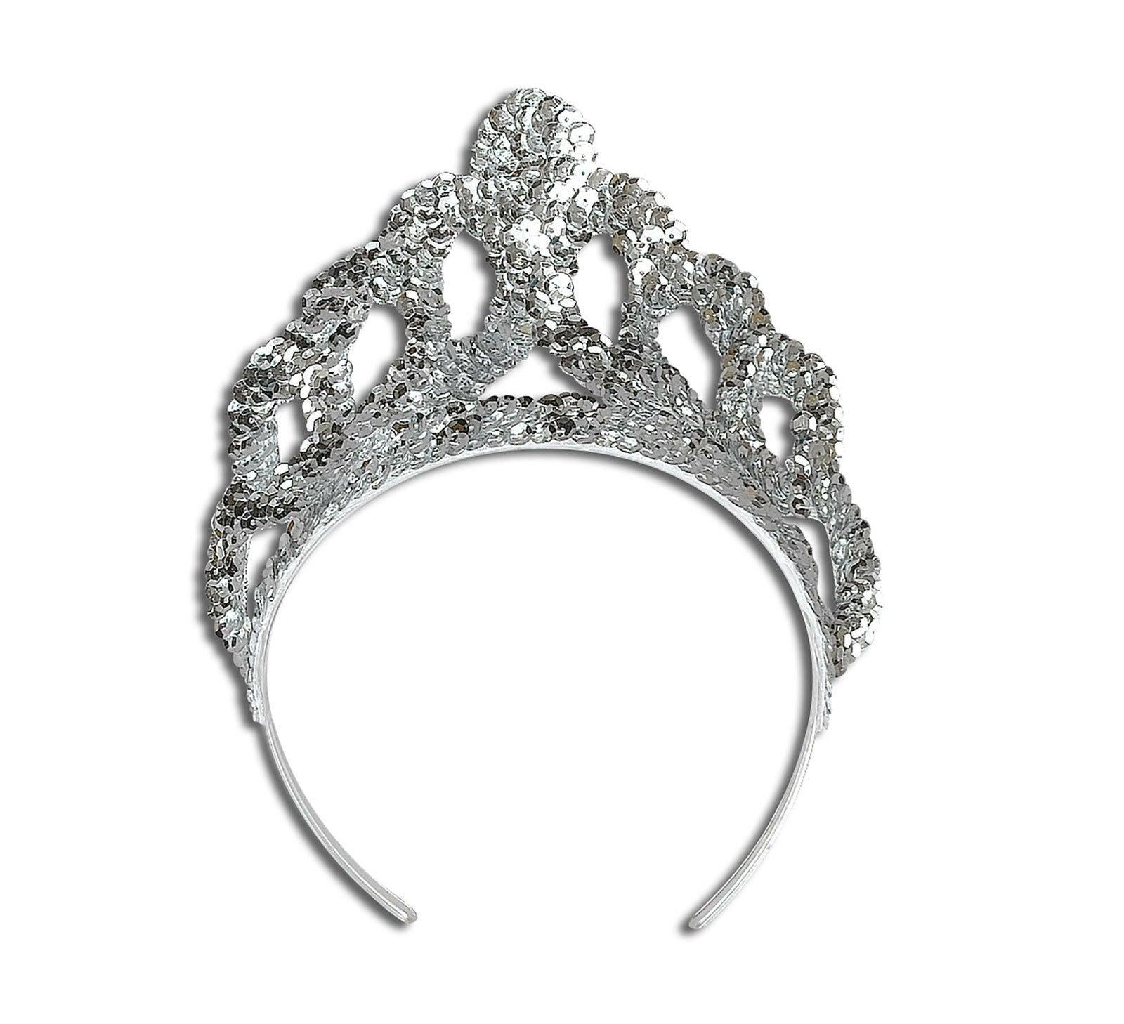 Sequin Tiara Plastic Princess Queen Crown Fairy Tale Fancy Dress Accessory - Labreeze