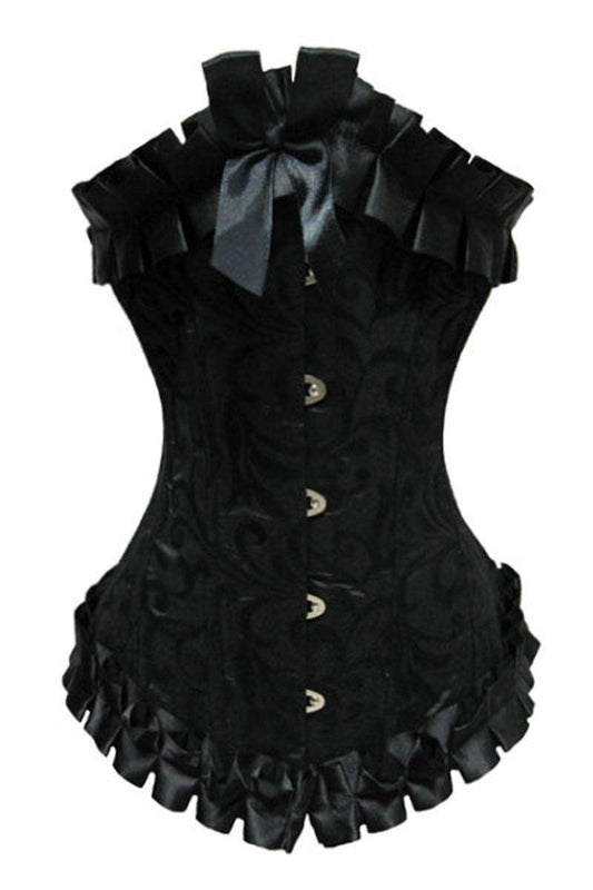 Sexy Black Ruffled under bust Corset Lace up Top - Labreeze
