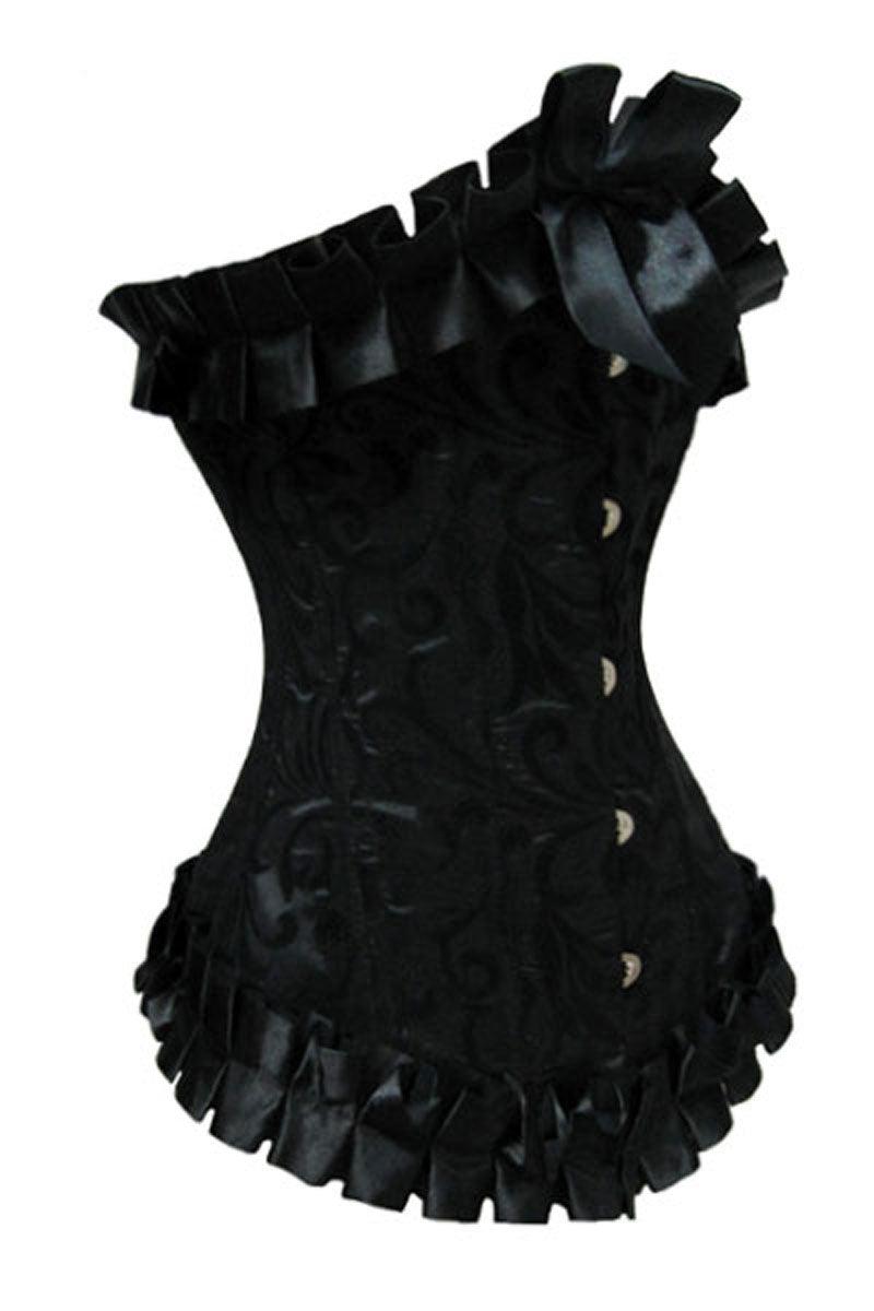 Sexy Black Ruffled under bust Corset Lace up Top - Labreeze