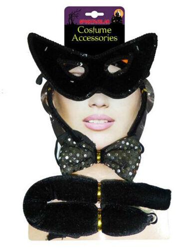 Sexy Sequinned Cat Women Petticoat Tutu Skirt Vest Eye Mask Bow Tie Headband Set - Labreeze