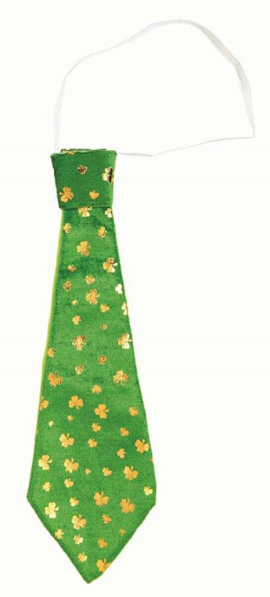 Shamrocks Paddy’s Elasticated Mini Tie Bronze St Patrick’s Day Party Fancy Dress - Labreeze