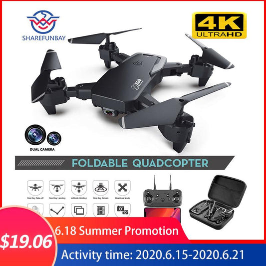 SHAREFUNBAY Drone 4k HD Wide Angle Camera 1080P WiFi fpv Drone Dual Camera Quadcopter Height Keep Drone Camera - Labreeze