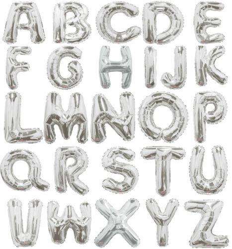 Silver 14” Alphabet Letters A-Z Foil Balloons Hanging Party Decoration - Labreeze