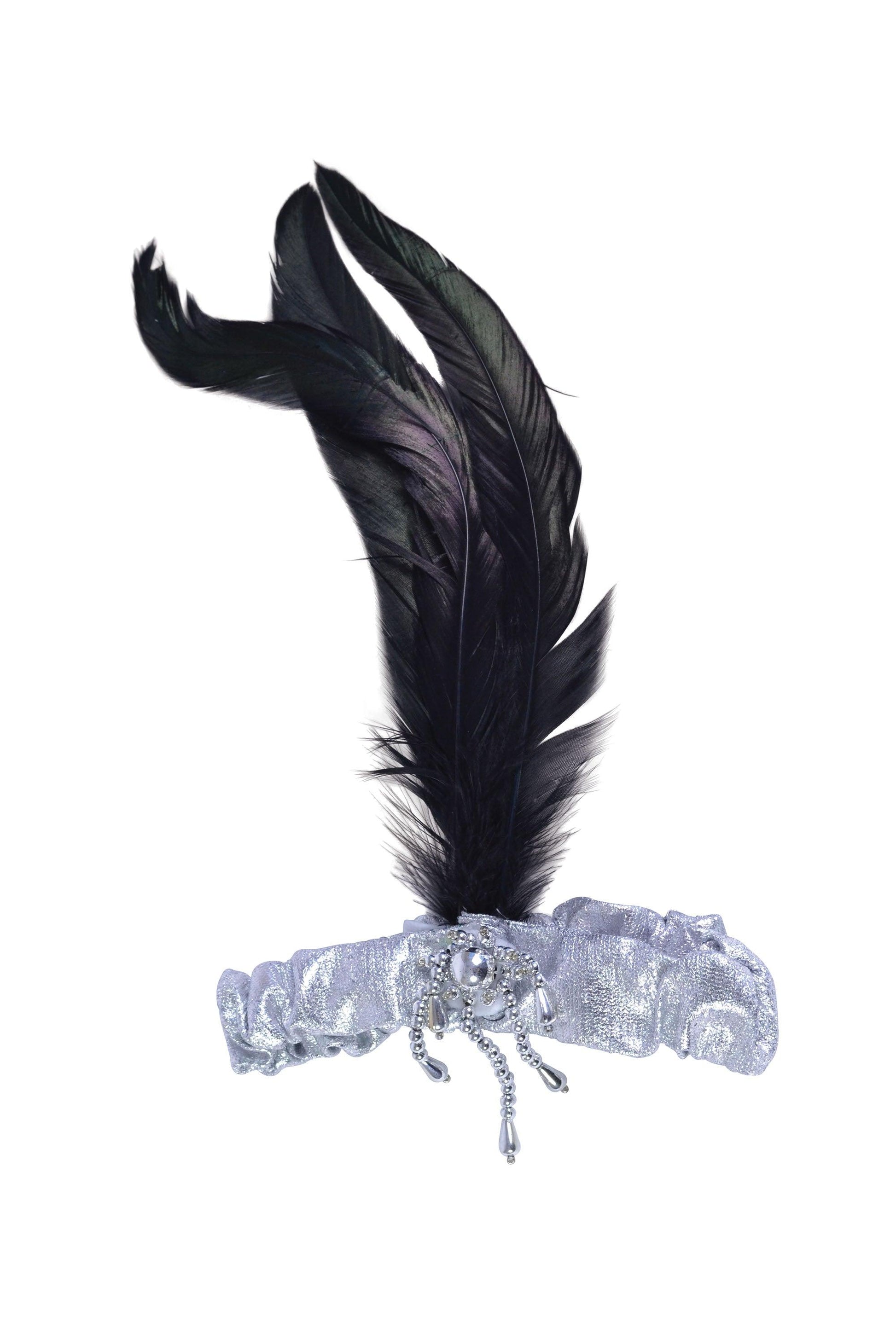 Silver Headband with Black Feathers - Labreeze