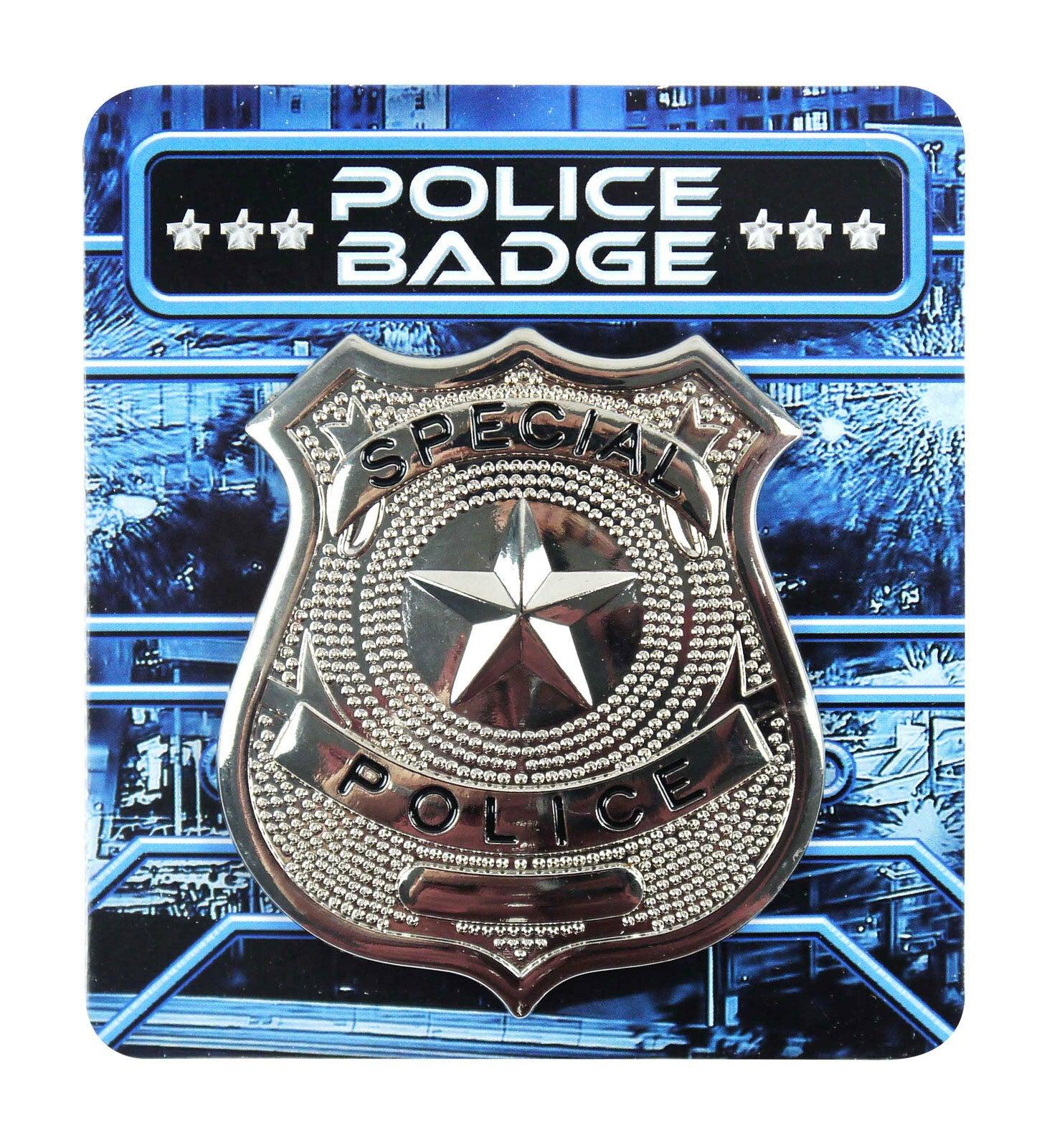Silver Metal Police Badge Kids Adults Police costume Fancy Dress Accessory - Labreeze