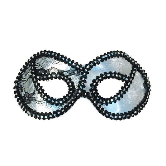 Silver Metallic Lace Domino Mask - Labreeze