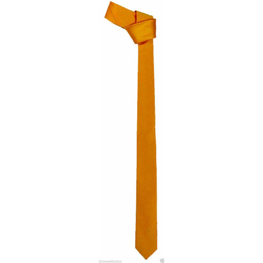 Solid Color Plain & Striped Slim Skinny Satin Tie Necktie - Labreeze