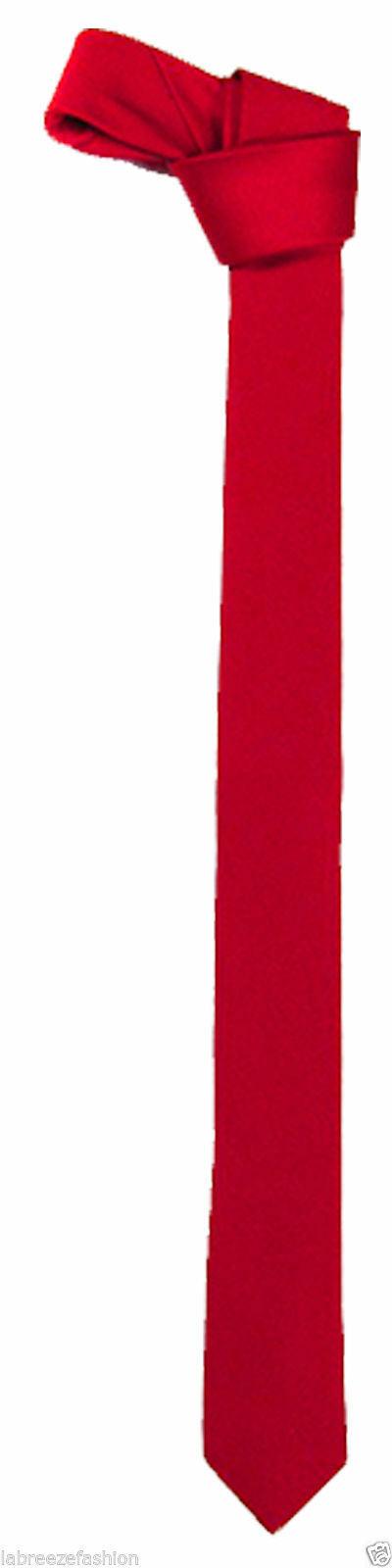 Solid Color Plain & Striped Slim Skinny Satin Tie Necktie - Labreeze