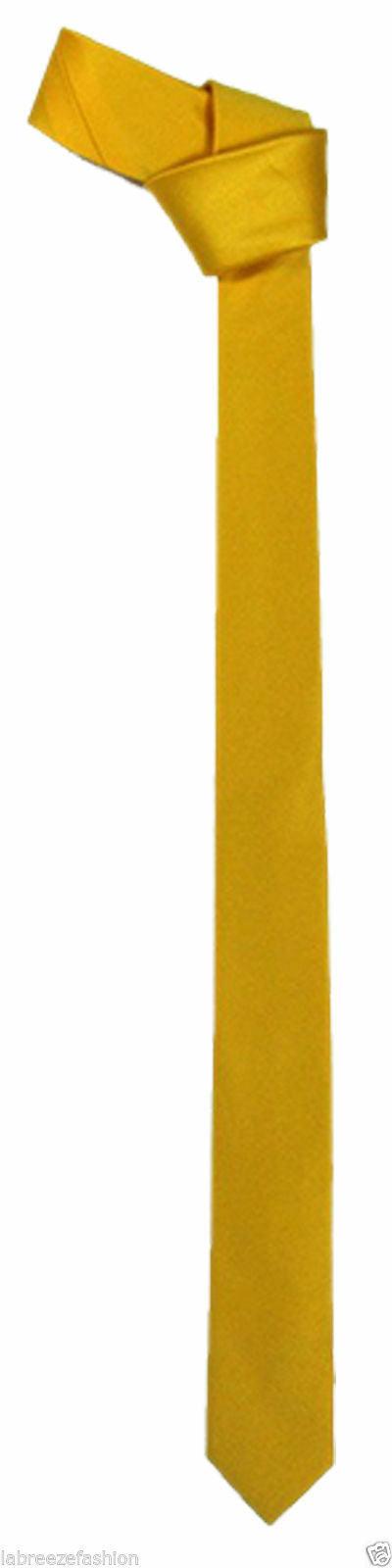 Solid Color Plain & Striped Slim Skinny Satin Tie Necktie - Labreeze