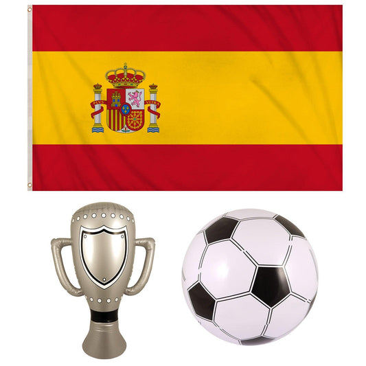 Spain Flag Metal Eyelets Inflatable Trophy, Football FIFA World Cup Party Celebration - Labreeze
