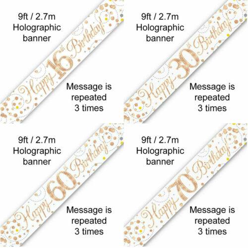 Sparkling Fizz Holographic Flag Banner White Gold Birthday Party Decorations - Labreeze