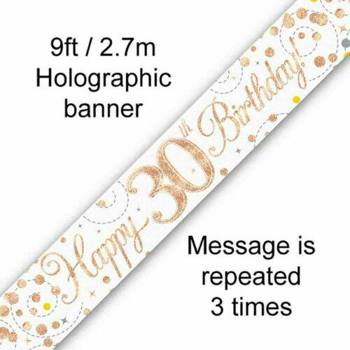 Sparkling Fizz Holographic Flag Banner White Gold Birthday Party Decorations - Labreeze