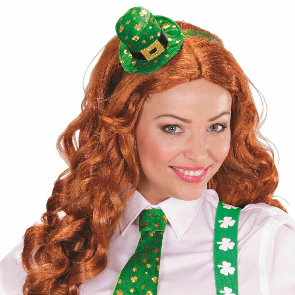 St Patrick’s Day Mini Top Hat on Headband Green Irish Fancy Dress Head Bopper - Labreeze