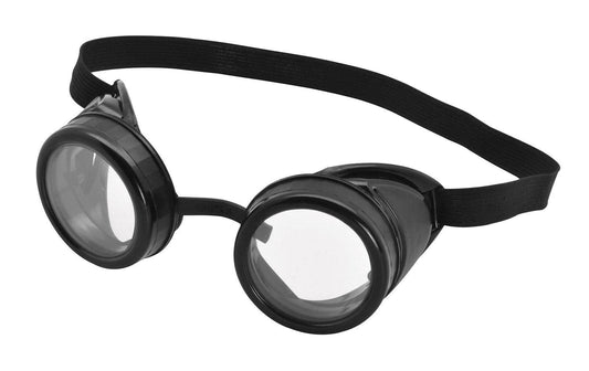 Steam punk Pilot Goggles Black Frame Ww2 Glasses Wartime Fighter Fancy Dress Acc - Labreeze