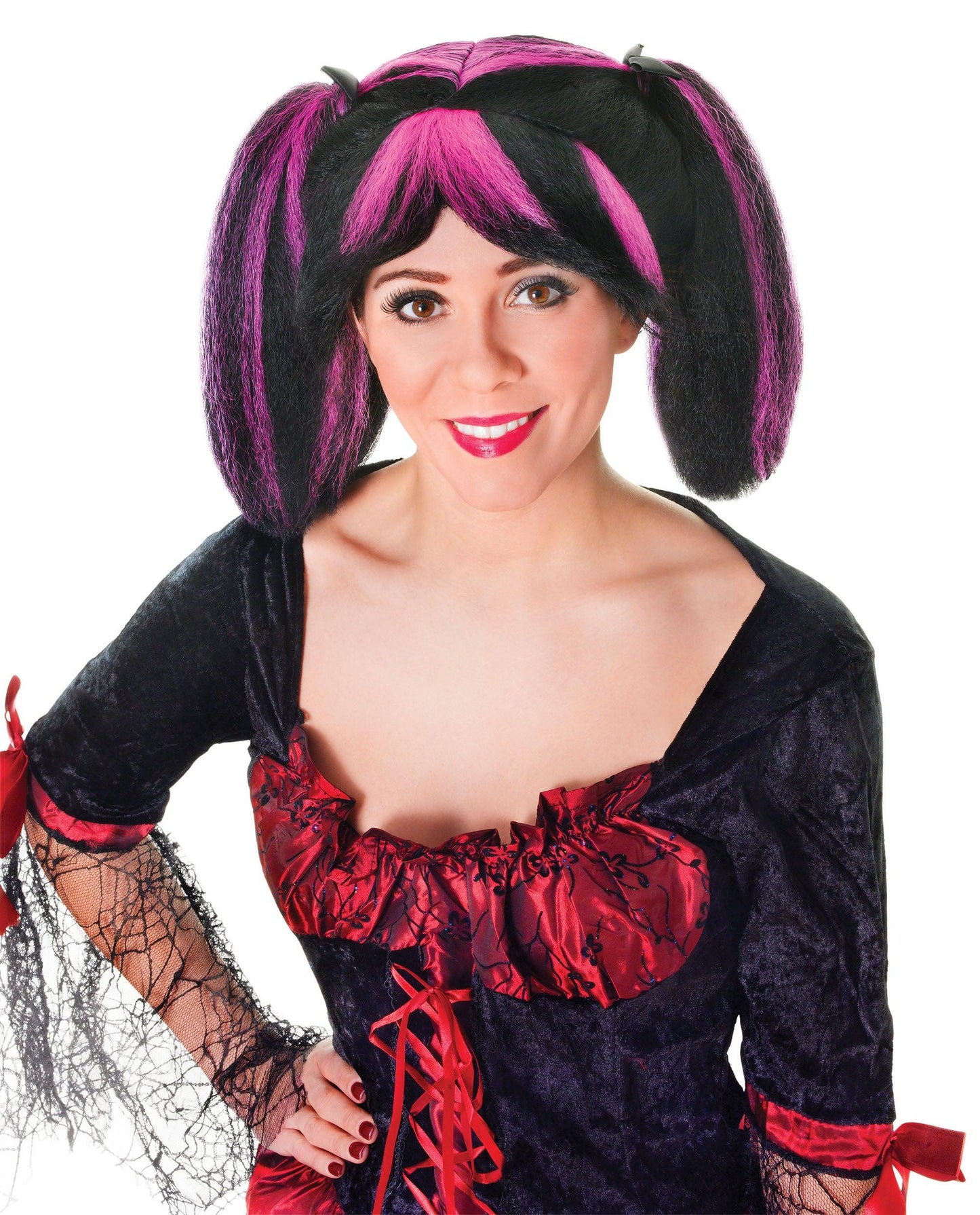 Steampunk Wig (Black/Pink Streaks) - Labreeze