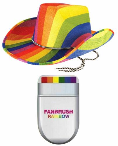 Support LGBT NHS Rainbow Cowboy Hat with Fan Brush Make Up Gay Pride Party - Labreeze