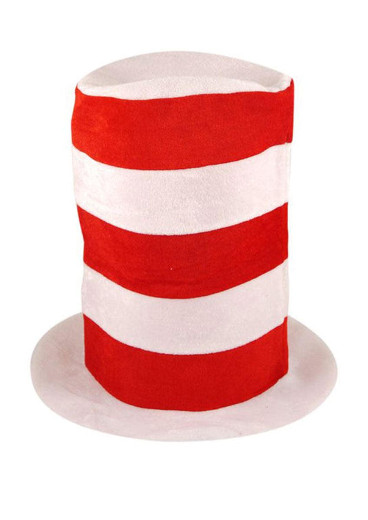 Tall Hat Red White Striped Adults Cat in Hat School Book Week Fancy Dress Hat - Labreeze