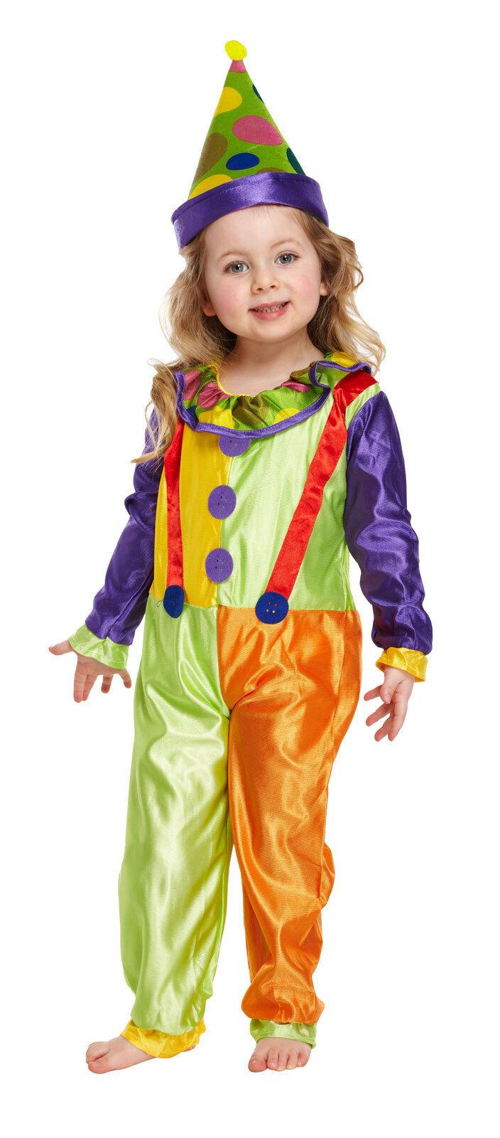 Toddler Girls Boys Clown Costume Unisex Circus Dress Up Multicolour Outfit - Labreeze