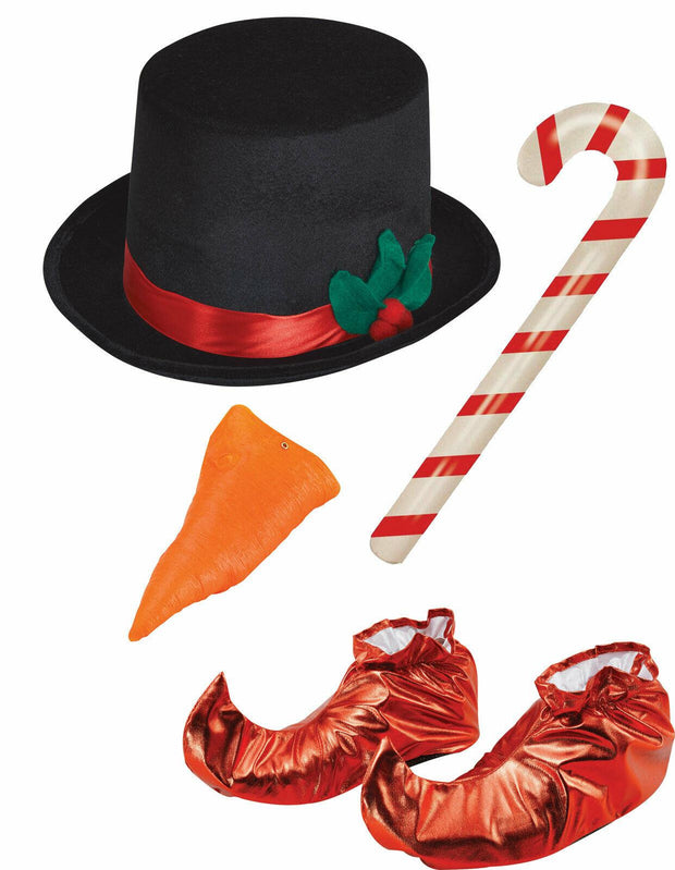 Top Hat Carrot Nose Candy Cane Shoe Covers Christmas Xmas Snowman Fancy Dress - Labreeze