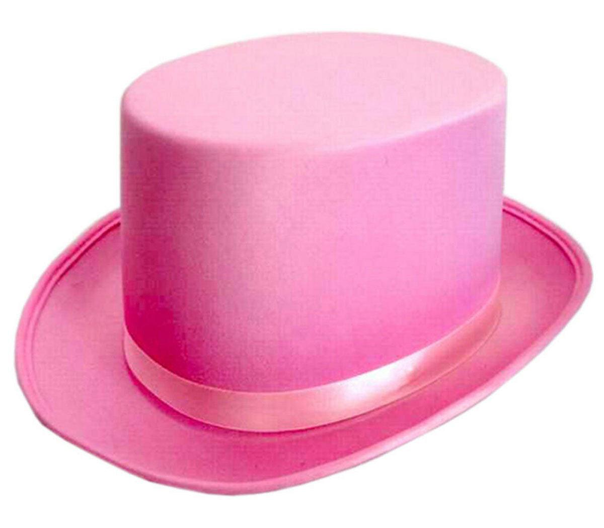 Top Hat Satin Premum Quality Fancy Dress Black Red White Green Purple Pink - Labreeze