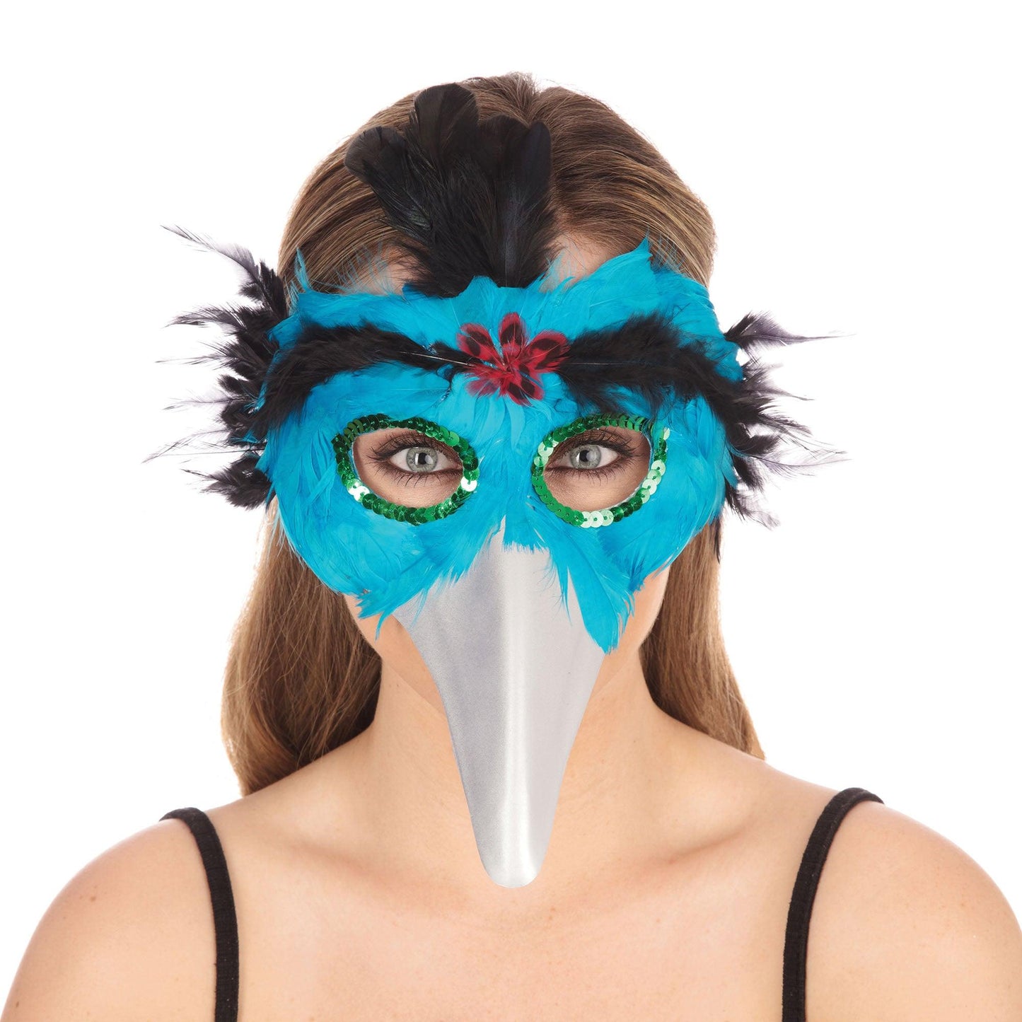 Turquoise Bird Feather Mask - Labreeze