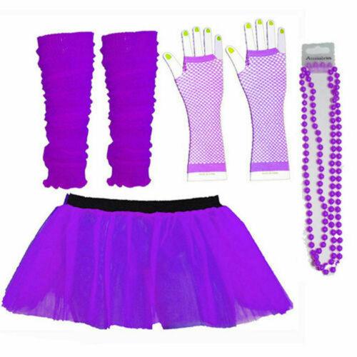 Tutu Skirt Ladies Gloves Leg Warmers Beads 1980’s Party Hen Night Party Costume - Labreeze