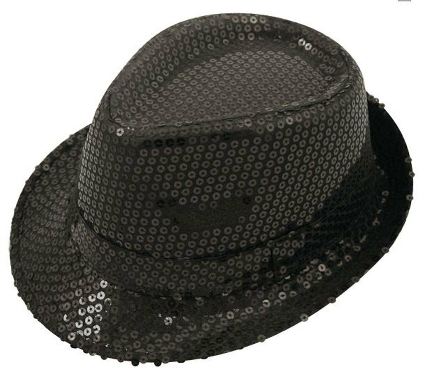 Unisex Sequin Gangster Hat Fedora Trilby Sequin Cap Hats Dance Party - Labreeze