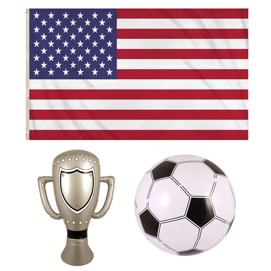 USA National Flag Metal Eyelets Inflatable Trophy, Football FIFA World Cup Party Celebration - Labreeze