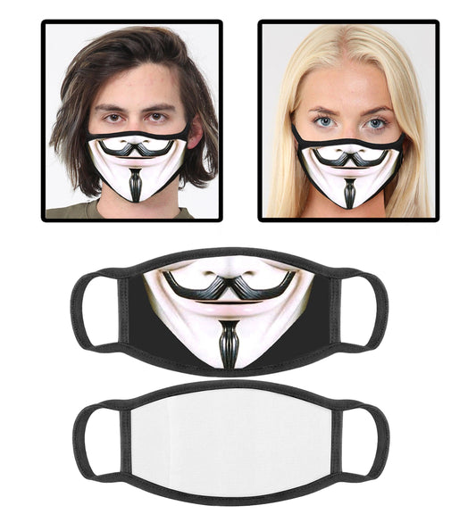 V Vendetta Face Mask Cotton Reuseable Washable Breathable with Filter Pocket Halloween - Labreeze