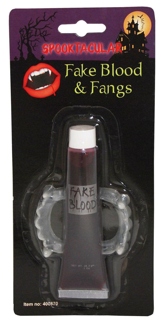Vampire & Dracula Horror Fake Blood Tube Vampire Fangs Halloween Fancy Dress - Labreeze
