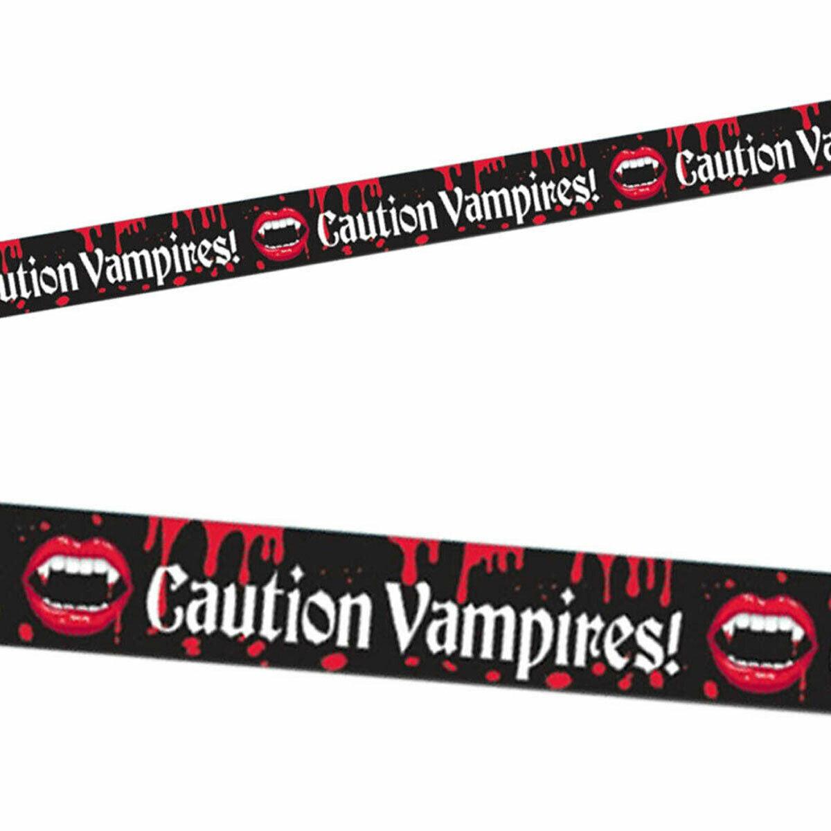 Vampire Blood Bite Caution Tape Halloween Horror Party Decoration Banner - Labreeze