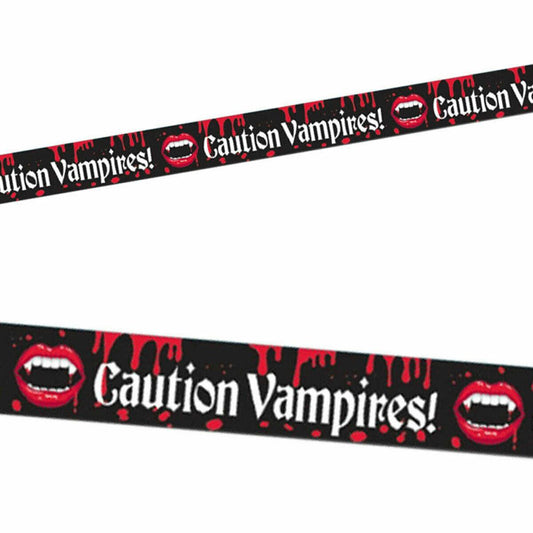 Vampire Blood Bite Caution Tape Halloween Horror Party Decoration Banner - Labreeze