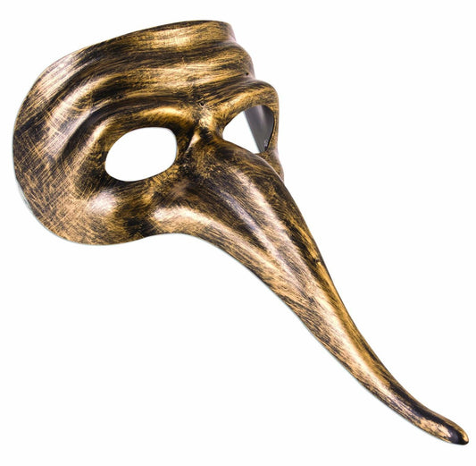 Venetian Masquerade Carnival Gold Pulcinella Long Nose Eye Face Mask - Labreeze