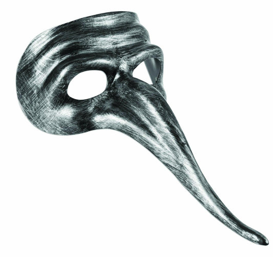 Venetian Masquerade Carnival Silver Pulcinella Long Nose Eye Face Mask - Labreeze