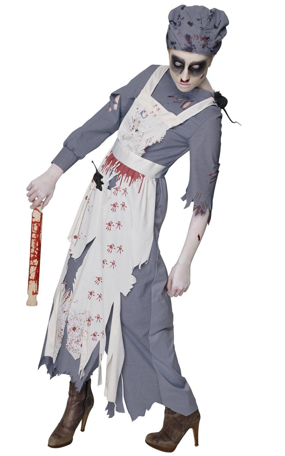 Victorian Maid Zombie Ladies Fancy Dress Halloween Horror Adults Costume Outfit - Labreeze
