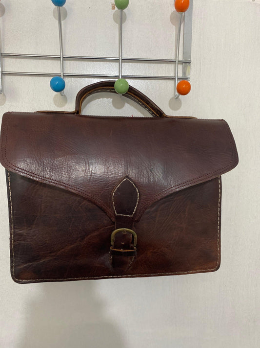 Vintage rusted handmade real leather handbag laptop Moroccan bag - Labreeze