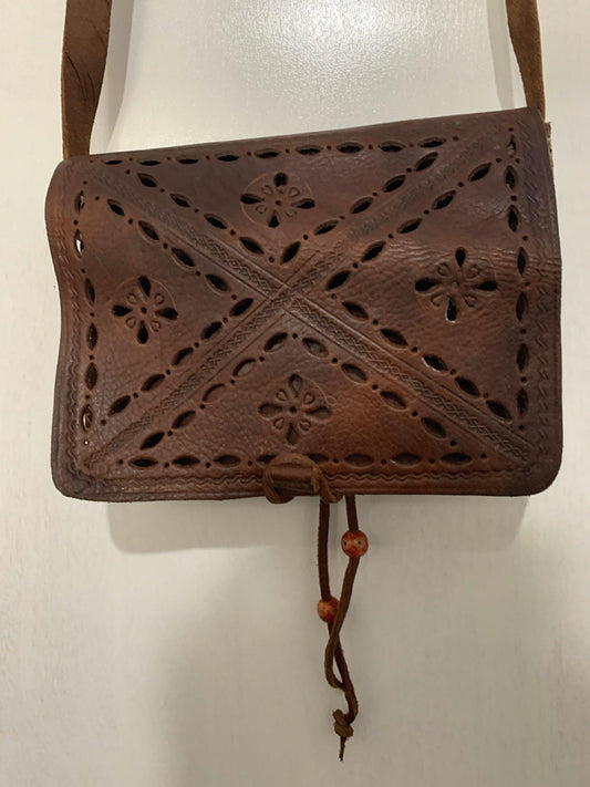 Vintage rusted handmade real leather shoulder handbag Moroccan bag - Labreeze