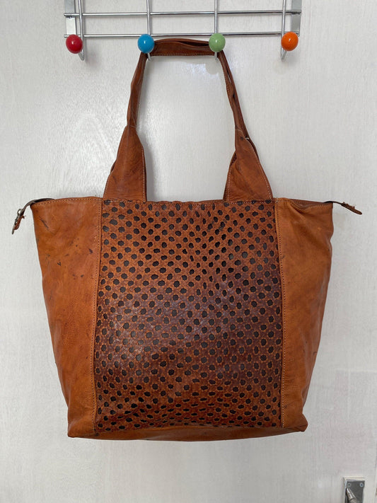 Vintage rusted handmade real leather shoulder handbag Moroccan bag - Labreeze