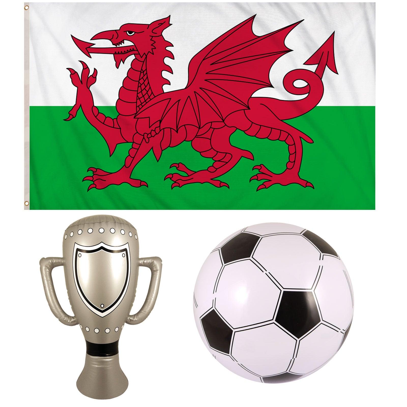Wales Flag Metal Eyelets Inflatable Trophy, Football FIFA World Cup Party Celebration - Labreeze