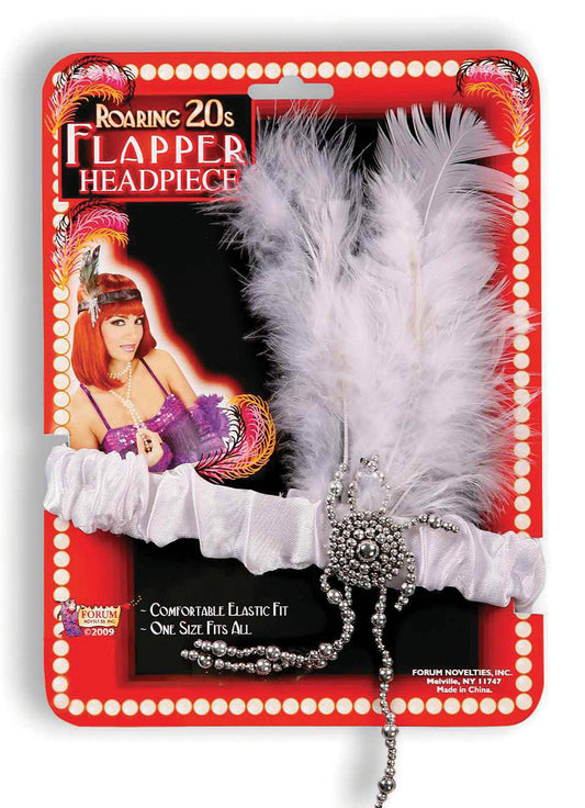 White Flapper Headbands + Feathers - Labreeze