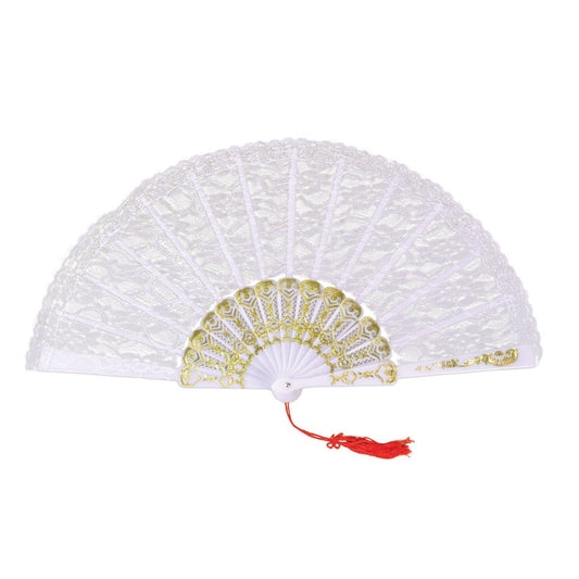 White Lace Fan Handfan - Labreeze