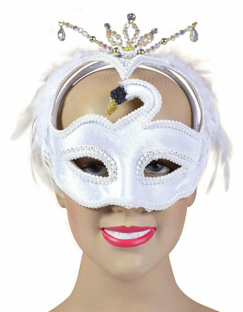 White Swan Eye Mask Masquerade Ball Mask Ladies Party Fancy Dress - Labreeze