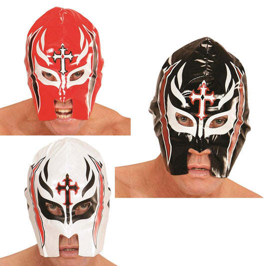Widmann PVC Wrestler Over the Head Printed Mask Mexican Sports Fancy Dress - Labreeze