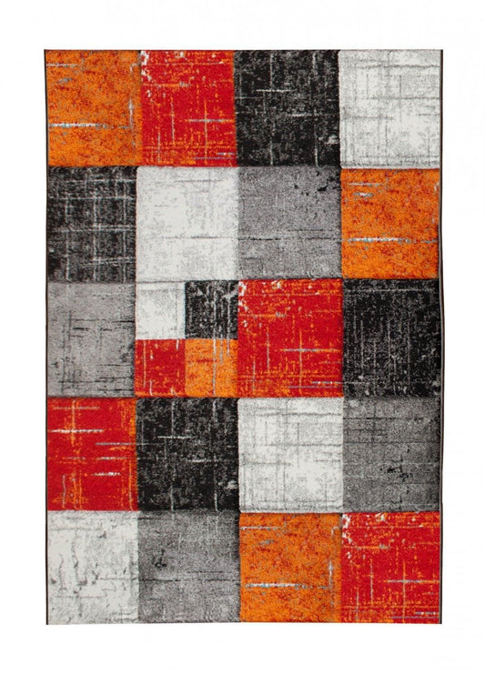 Wilton Rug Hand made London Square (RED/ORANGE) for home decor - Labreeze