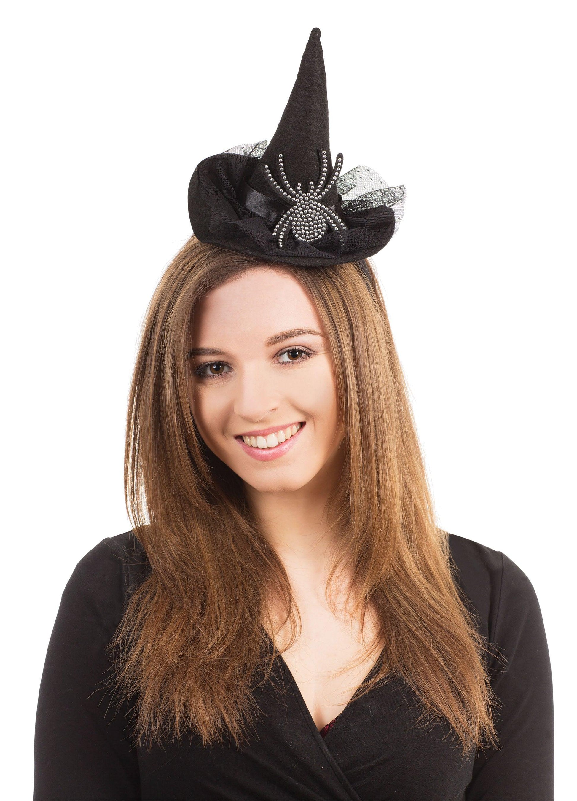 Witch Hat on Headband with Diamanté Spider - Labreeze