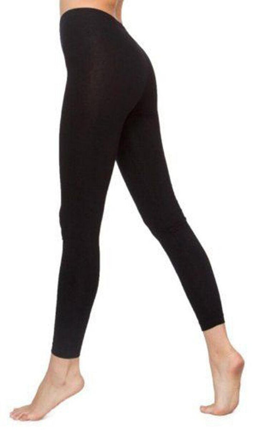 Women’s Black Long Length Cotton Leggings Ladies Dance Wear Cotton Pants - Labreeze