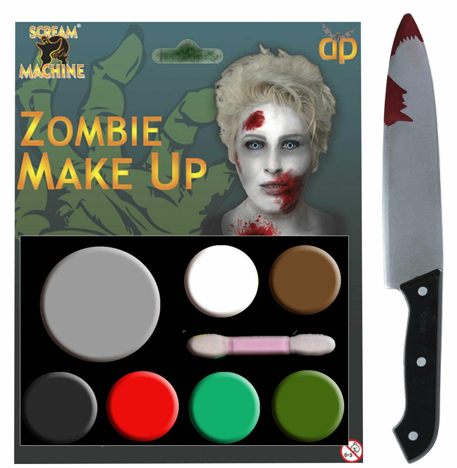 Zombie Multi Pallet Makeup Bloody Kitchen Knife Halloween Horror Party Set - Labreeze